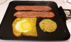 Eggs set and ready to flip