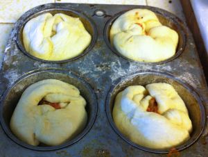 Fold the edges to cover, but leave a hole