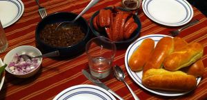 Serving the Chili Dogs