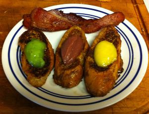 Claudia's French Toast with Lime, Pomegranate, and Orange Curds