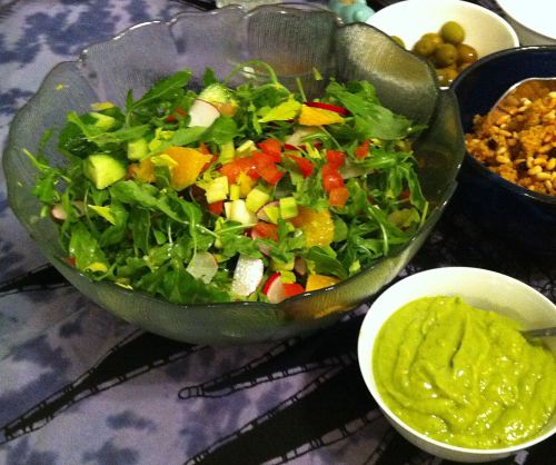 Karl’s Arugula Salad with Orange Avocado Dressing