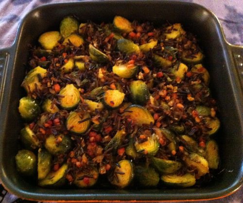 Karl’s Brussels Sprouts with Wild Rice and Pancetta   