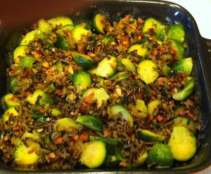 Karl’s Brussels Sprouts with Wild Rice and Pancetta