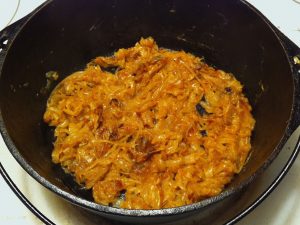 Cooking the onions for French Onion Soup after one hour at medium temperature