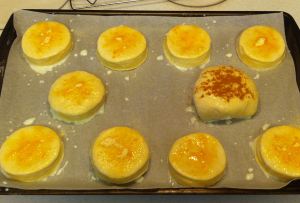 Brushing the tops with milk and adding the sugar topping