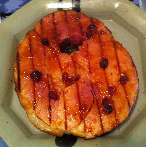 Karl’s Easter Grilled Ham Steak With Cranberry Orange Marmalade