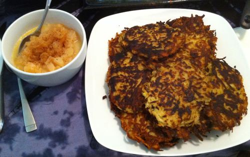 Karl’s Tarragon Potato Latkes with Irish Whiskey Pear Sauce