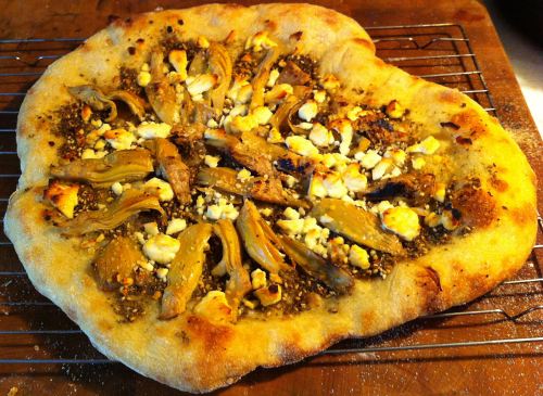 Karl’s New York Style Za’atar Pizza with Roasted Artichokes and Feta