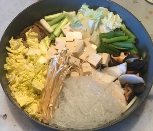 Karl’s Noom Friendly Vegan Sukiyaki arrangement of the ingredients